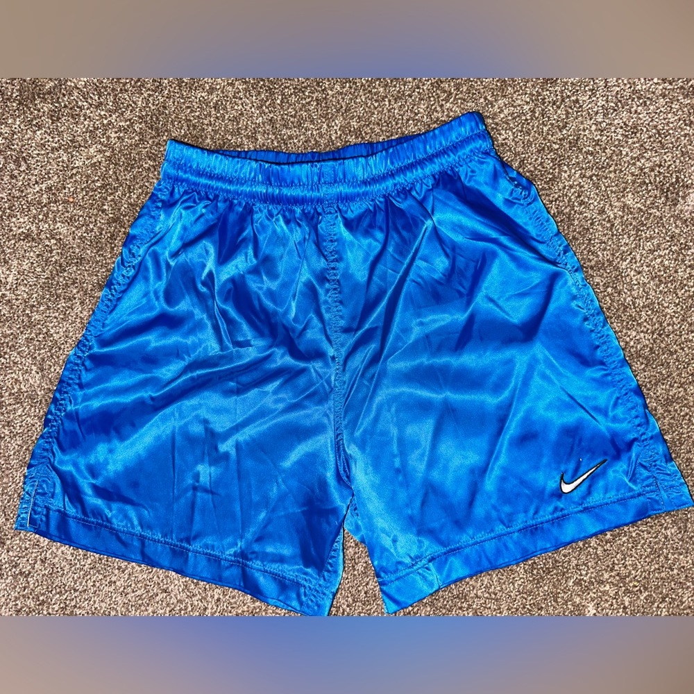 Vintage 90s Nike Double Swoosh Basketball Baby Blue Shorts